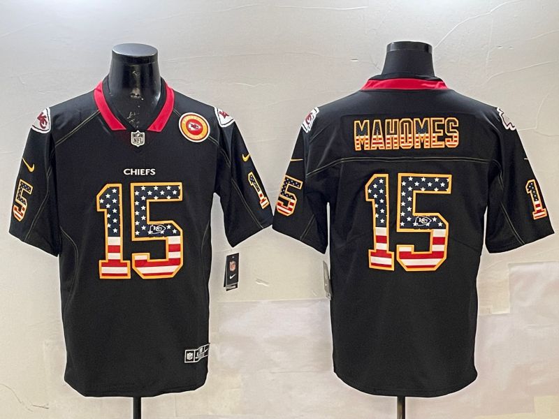 Men Kansas City Chiefs 15 Mahomes Black National Flag 2025 Nike Limited NFL Jersey style 2113